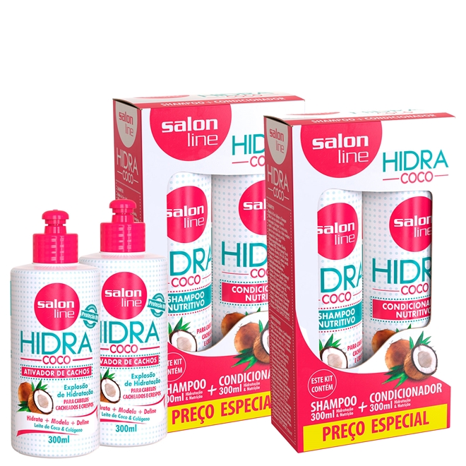 Kit Hidra Coco Shampoos Condicionadores Ativadores De Cachos