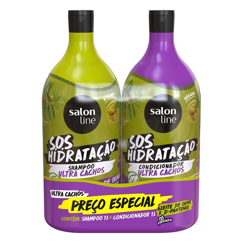 Kit Sos Hidratacao Ultra Cachos Hidratacao Shampoo E Condicionar Litrao Salon Line