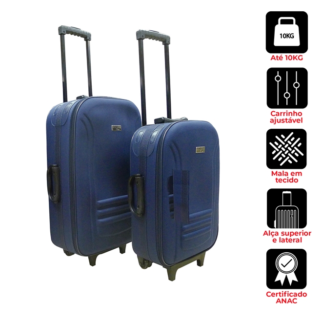 Kit mala de viagem 10 kg Lucerna Azul e Vinho Swiss Move