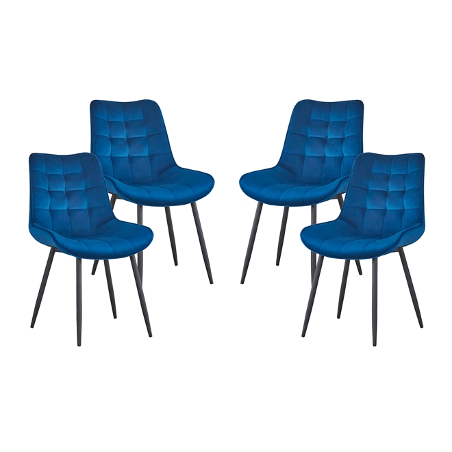 Conjunto 04 Cadeiras Lana Cozinha/Sala de Jantar Veludo Azul Marinho