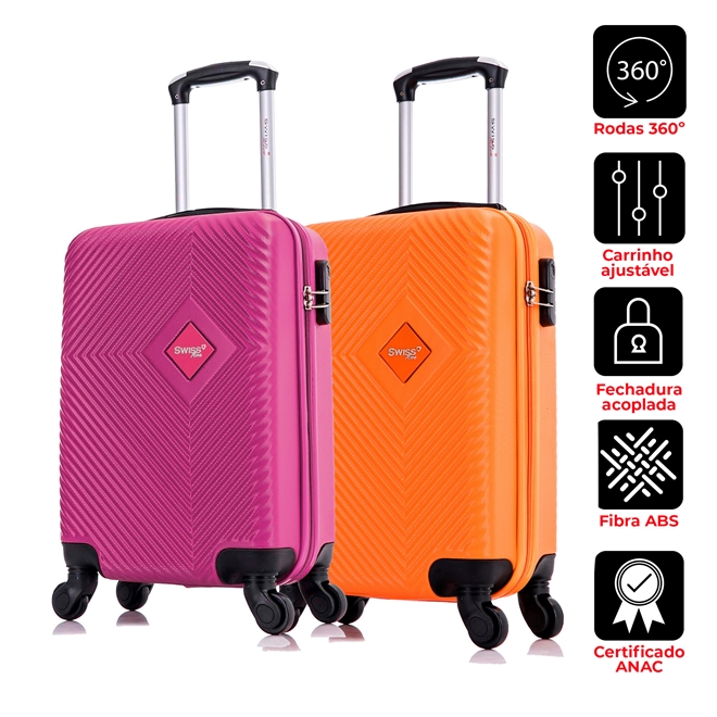 Kit Malas de Viagem Bordo 2 peças Verde e Laranja Zug Swiss Move