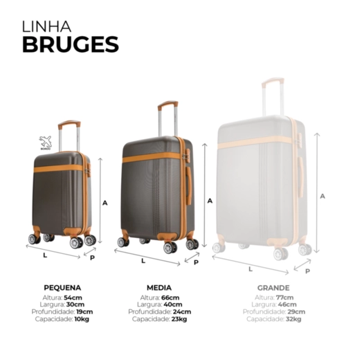 Kit de malas de viagem P/M Bruges Swiss Move Marrom