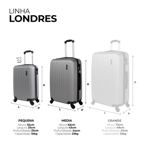 Kit de malas de viagem P/M Londres Swiss Move Prata