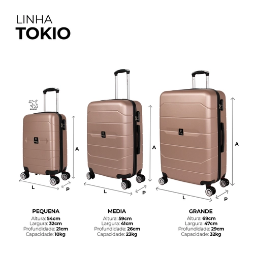 Kit de malas de viagem P/M/G Tokio Swiss Move Rose
