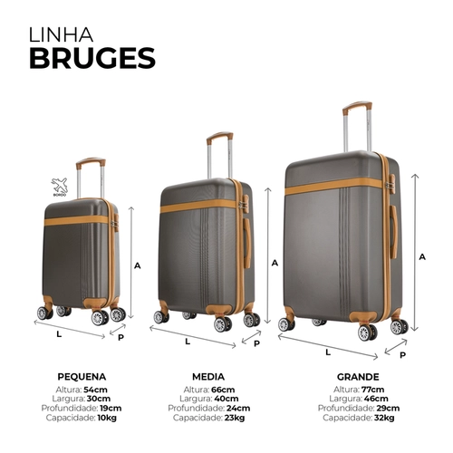 Kit de malas de viagem P/M/G Bruges Swiss Move Preto