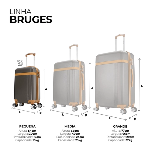 Mala de bordo 10kg pequena Bruges Swiss Move Marrom