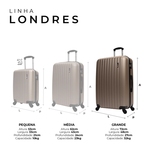 Mala de viagem 32kg grande Londres Swiss Move Preto