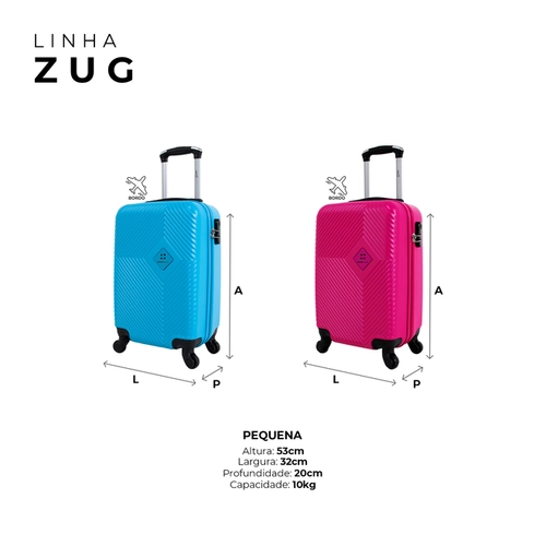 Kit 2 malas de viagem bordo 10kg Zug Swiss Move Pink e Azul
