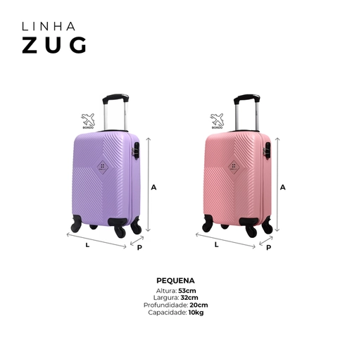 Kit 2 malas de viagem bordo 10kg Zug Swiss Move Pink e Azul