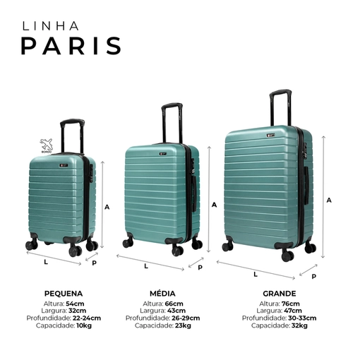 Kit de malas de viagem P/M/G Paris Swiss Move Preto