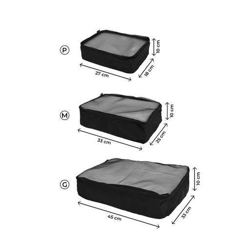 Kit organizador de mala 3 peças Swiss Move Preto