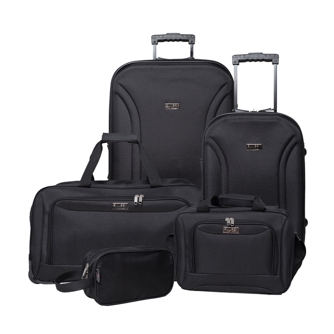 vidaXL Conjunto malas de viagem 5 pcs preto